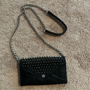 Rebecca Minkoff Black Leather Studded Crossbody Wallet Purse